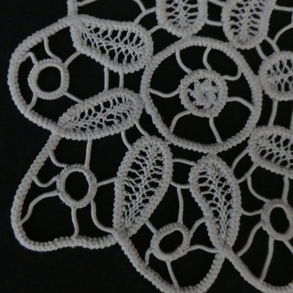 Vintage Floral Handmade Knit Crochet Doily - Picture 3 of 7
